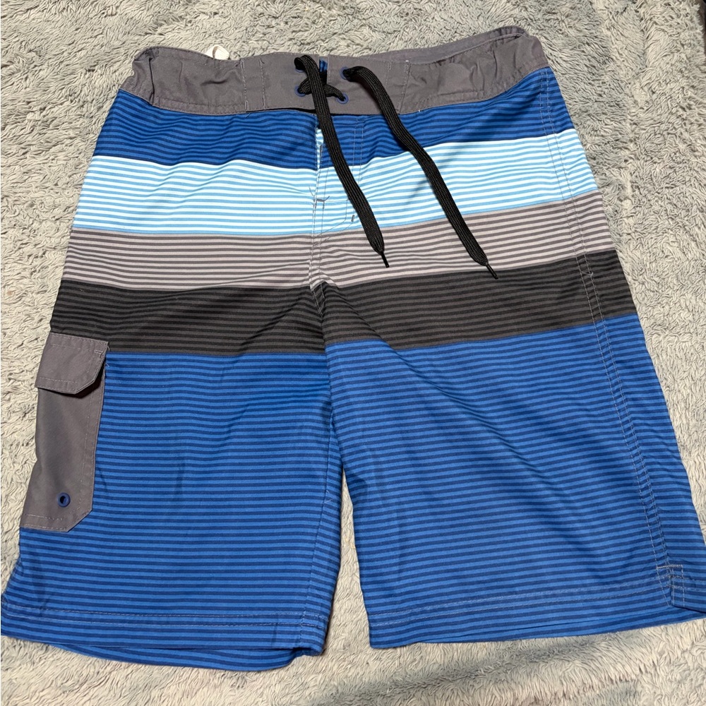 art class Blue and Gray Striped Men's Swim Board Shorts
